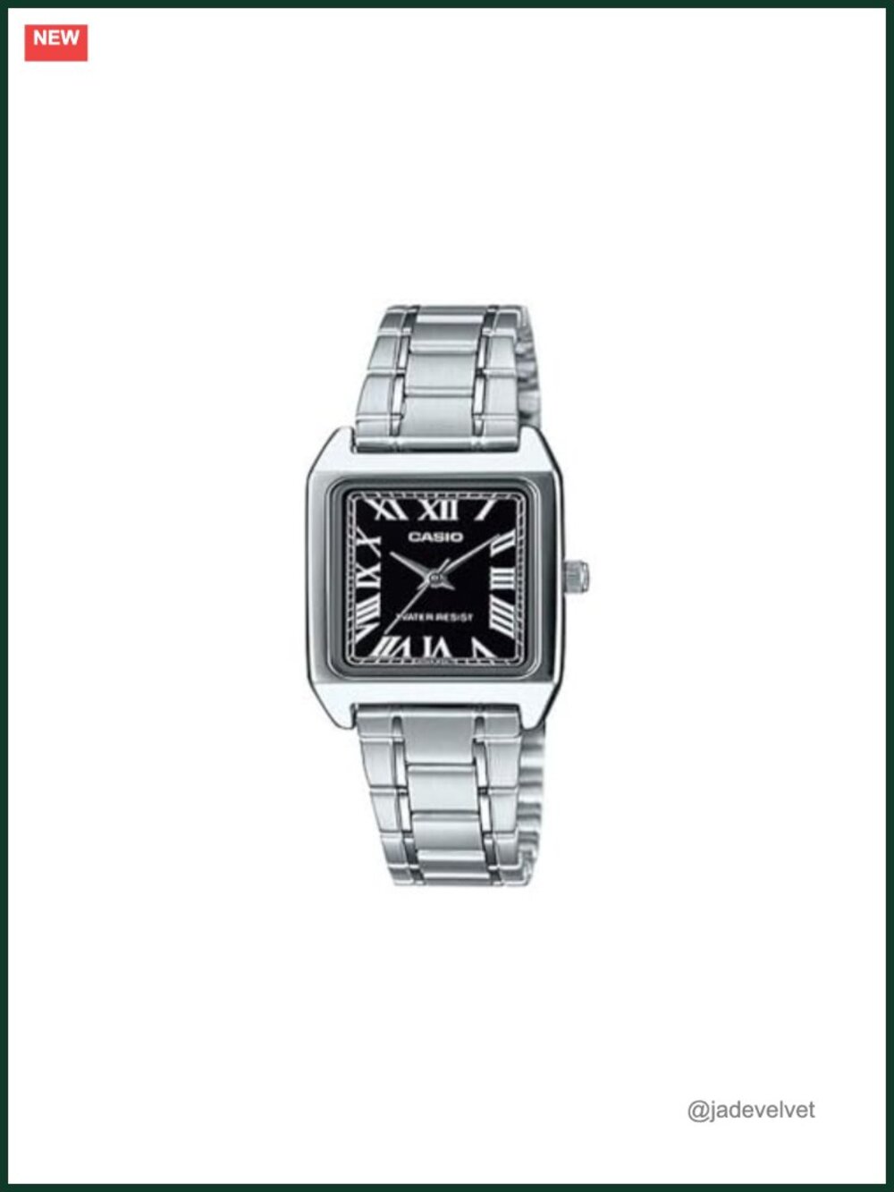 Casio Analog Watch Vintage Rectangle Roman Numeral Silver Bracelet